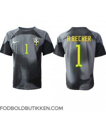 Brasilien Alisson Becker #1 Målmand Hjemmebanetrøje VM 2022 Kortærmet
